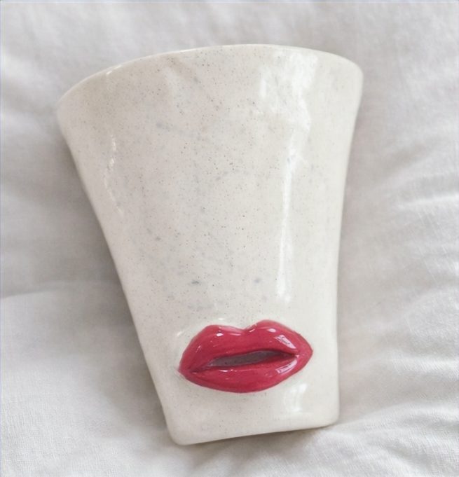 Kiss-me-Cup Becher mit rotem Kussmund